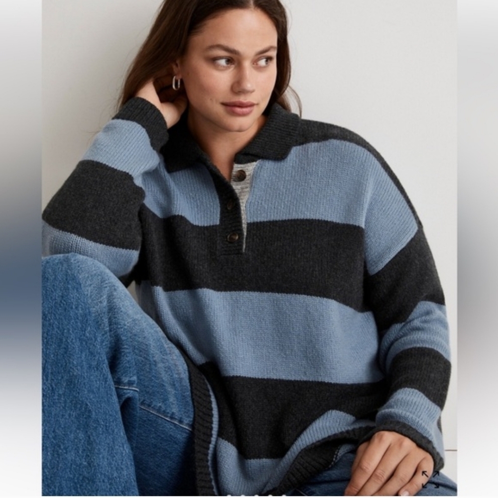 MADEWELL RUGBY UNISEX STRIPES POLO SWEATER EUC WOOL & ALPACA BLEND SIZE XL - Picture 2 of 15